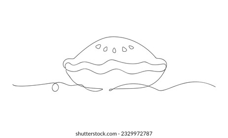 Continuous line art of Pumpkin pie. Traditional dish of thanksgiving.Vector illustration