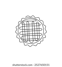 Continuous line art of Pumpkin pie. Traditional dish of thanksgiving.Vector illustration