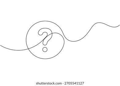 Continuous line art question mark, abstract query concept design