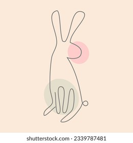 arte de línea continua, conejo - frente