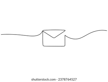 Continuous Line Art Representation of an Envelope. Vector illustration isolated on white background. Minimalist design handdrawn.