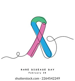 Continuous line art of a ribbon of rare disease day.