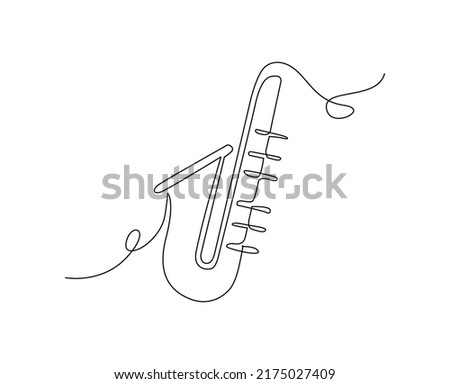 Continuous line art of  Saxophone. One line drawing abstract saxophone.