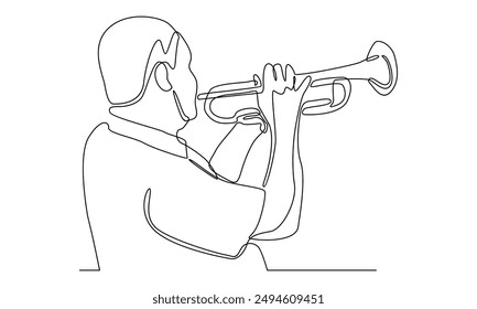 continuous line art of saxophone player vector illustration