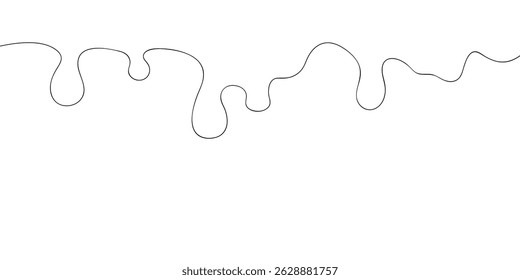 Continuous line art showing dripping fluid, perfect as a decorative border for chocolate, paint, or liquid-themed designs.
