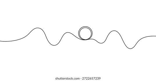 Arte de línea continua que muestra un camino ondulado con un concepto de elemento de Diseño gráfico minimalista de bucle circular completo