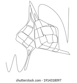 Arte de línea continua o dibujo de línea única de ketupat Eid. Imagen vectorial de ilustración