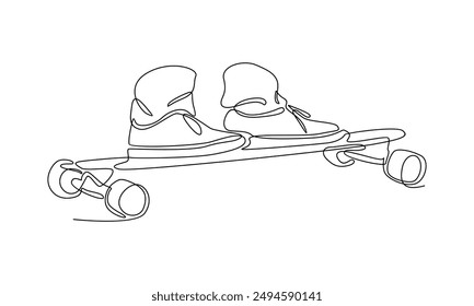continuous line art of skateboarder riding skate vector illustration