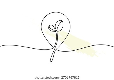 Arte de línea continua de una planta Pequeña con fondo claro