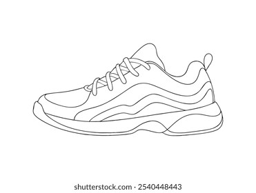 Continuous Line Art of a Sneaker. Minimalist Footwear Illustration for Fashion and Sports Themes