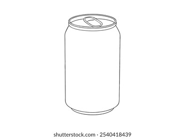 Arte de línea continua de una lata de aluminio de la soda. Ilustración de contenedor de bebidas minimalista