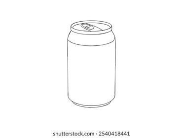 Arte de línea continua de una lata de aluminio de la soda. Ilustración de contenedor de bebidas minimalista