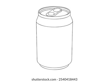 Arte de línea continua de una lata de aluminio de la soda. Ilustración de contenedor de bebidas minimalista