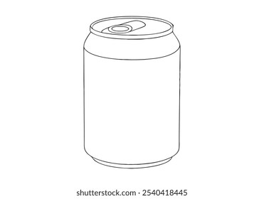 Arte de línea continua de una lata de aluminio de la soda. Ilustración de contenedor de bebidas minimalista