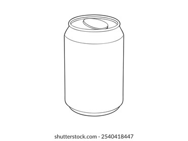 Arte de línea continua de una lata de aluminio de la soda. Ilustración de contenedor de bebidas minimalista