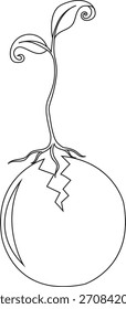 Arte de línea continua de una planta de germinación Vector 1
