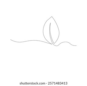 continuous line art sprouting shoots,white background,Plant leaf seed growing soil seedling agriculture concept design,vector illustrator