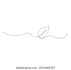continuous line art sprouting shoots,white background,Plant leaf seed growing soil seedling agriculture concept design,vector illustrator