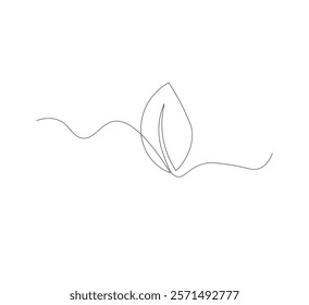 continuous line art sprouting shoots,white background,Plant leaf seed growing soil seedling agriculture concept design,vector illustrator