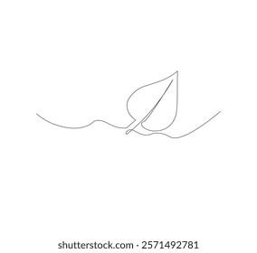 continuous line art sprouting shoots,white background,Plant leaf seed growing soil seedling agriculture concept design,vector illustrator