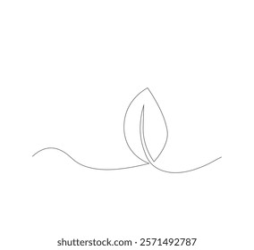 continuous line art sprouting shoots,white background,Plant leaf seed growing soil seedling agriculture concept design,vector illustrator