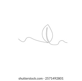 continuous line art sprouting shoots,white background,Plant leaf seed growing soil seedling agriculture concept design,vector illustrator