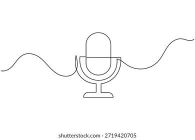 Arte de línea continua de micrófono de estudio para podcast y transmisión de radio