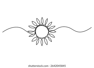 Continuous line art sun abstract summer sun outline vector on white background

