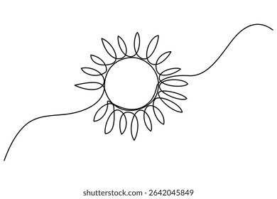Continuous line art sun abstract summer sun outline vector on white background
