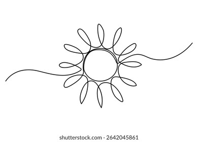 Continuous line art sun abstract summer sun outline vector on white background
