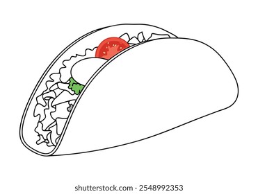 Arte de línea continua de Taco – Ilustración de comida mexicana minimalista