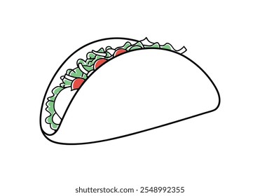 Continuous Line Art of Taco – Minimalist Mexican Food Illustration