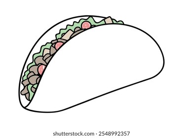 Continuous Line Art of Taco – Minimalist Mexican Food Illustration