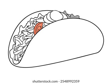 Arte de línea continua de Taco – Ilustración de comida mexicana minimalista