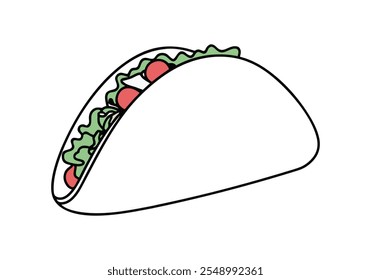 Continuous Line Art of Taco – Minimalist Mexican Food Illustration