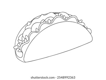 Continuous Line Art of Taco – Minimalist Mexican Food Illustration