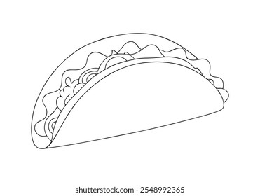 Continuous Line Art of Taco – Minimalist Mexican Food Illustration