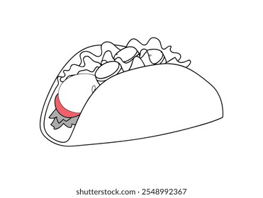 Continuous Line Art of Taco – Minimalist Mexican Food Illustration