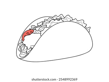 Continuous Line Art of Taco – Minimalist Mexican Food Illustration