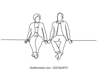 Continuous line art of teenager young and senior couples sitting. Concept of love and togetherness. Bonding understanding and mutual respect make basis of a stable and secure relationship. Psychology.