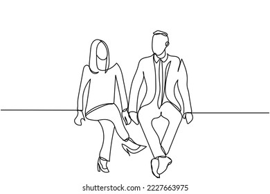 Continuous line art of teenager young and senior couples sitting. Concept of love and togetherness. Bonding understanding and mutual respect make basis of a stable and secure relationship. Psychology.