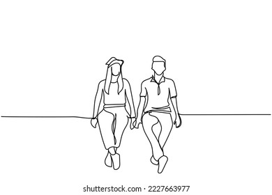 Continuous line art of teenager young and senior couples sitting. Concept of love and togetherness. Bonding understanding and mutual respect make basis of a stable and secure relationship. Psychology.