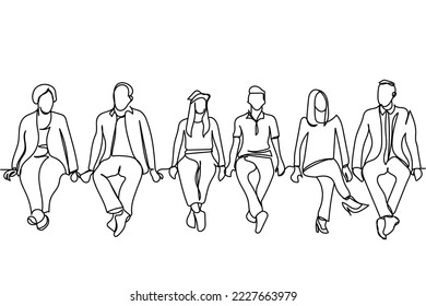 Continuous line art of teenager young and senior couples sitting. Concept of love and togetherness. Bonding understanding and mutual respect make basis of a stable and secure relationship. Psychology.