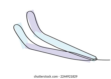 Continuous line art of tools used by dentists and orthodontists. Minimal vector art concept.