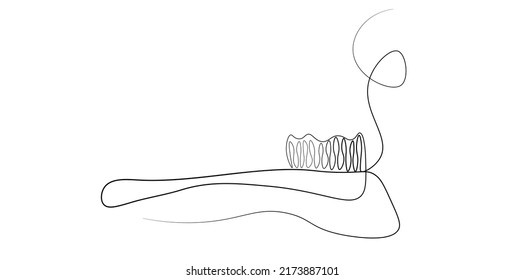 arte de línea continua de la ilustración del cepillo dental nuevo