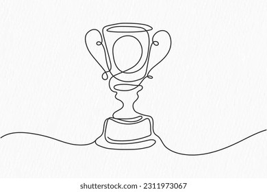 Continuous line art of trophy. Award line drawing