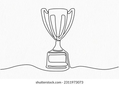 Continuous line art of trophy. Award line drawing