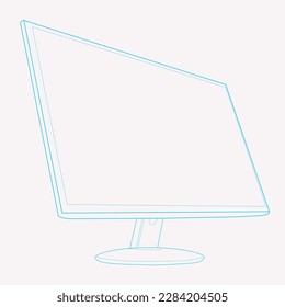 El arte continuo de líneas de TV en negro y líneas con fondo blanco.  Dibujo abstracto del contorno del monitor LCD. Vector de arte de línea Ilustración