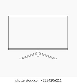 Continuous Line Art of TV Black Lines Drawing on White Background. One Line Monitor Abstract Simple Illustration for Minimalist Design. LCD Monitor Contour Abstract Drawing. Vector Illustration. eps10