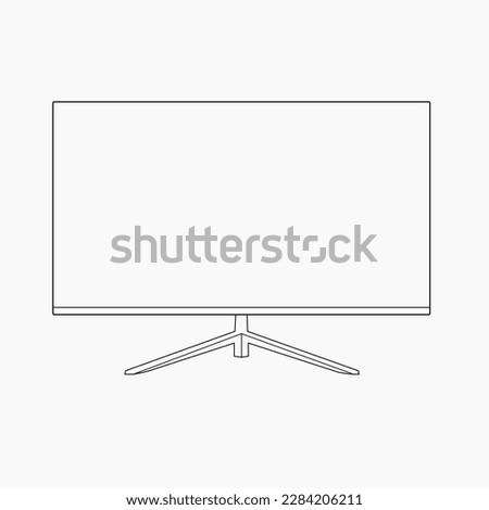 Continuous Line Art of TV Black Lines Drawing on White Background. One Line Monitor Abstract Simple Illustration for Minimalist Design. LCD Monitor Contour Abstract Drawing. Vector Illustration. eps10